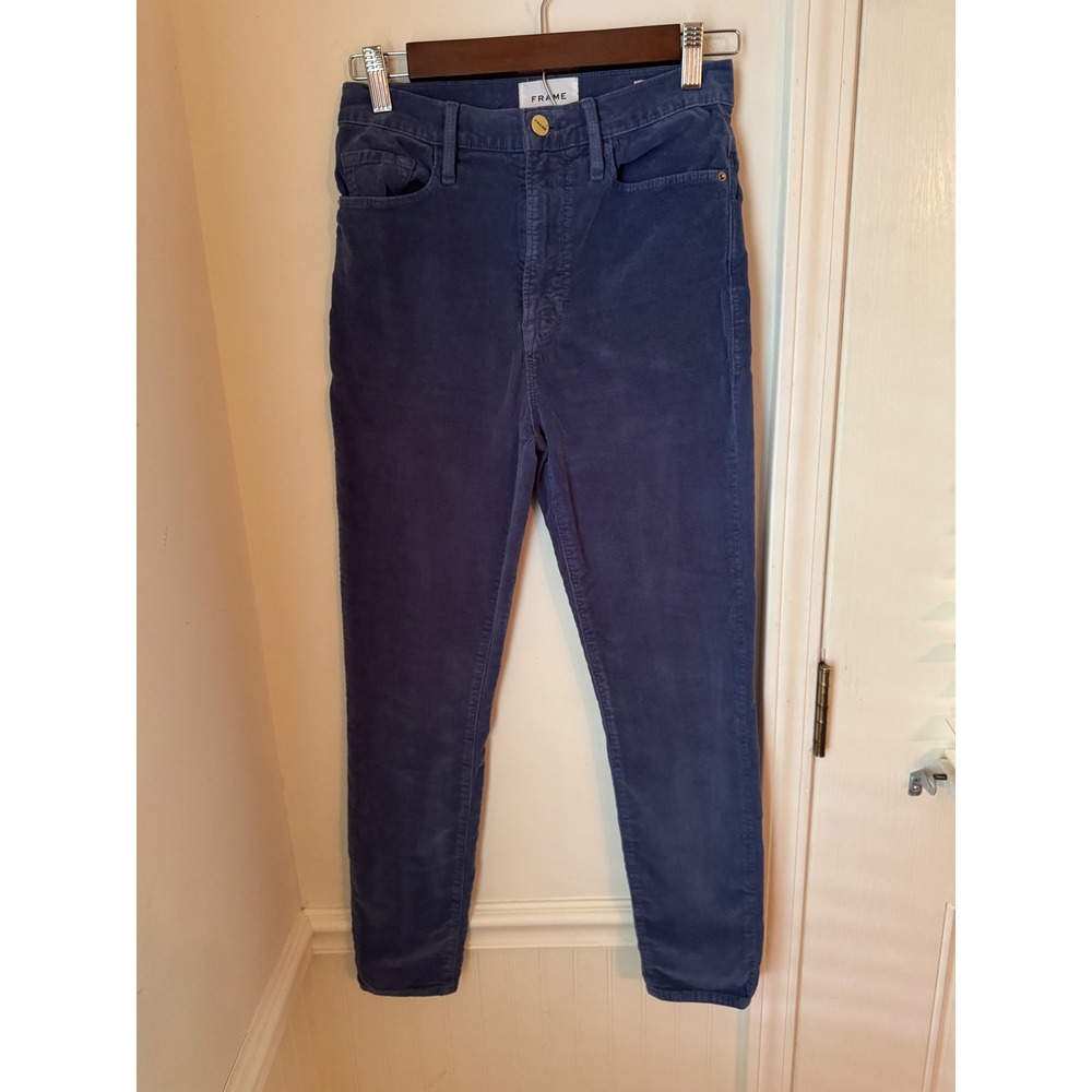 FRAME Ali High Rise Cigarette Corduroy Pants Twilight Blue AHRSCC0523 27